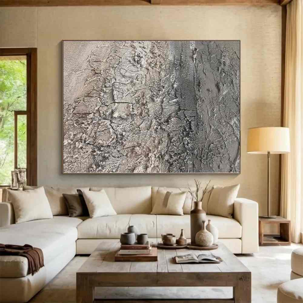 Industrial Texture Gray Abstract Canvas Artwork ZDPH2 wall art